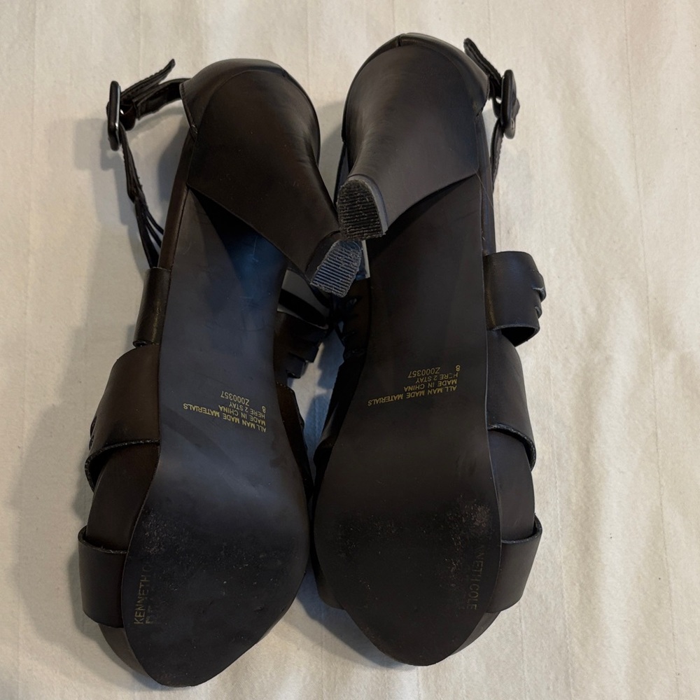 Kenneth Cole Reaction Strappy Dark Brown Heels - Picture 4 of 8